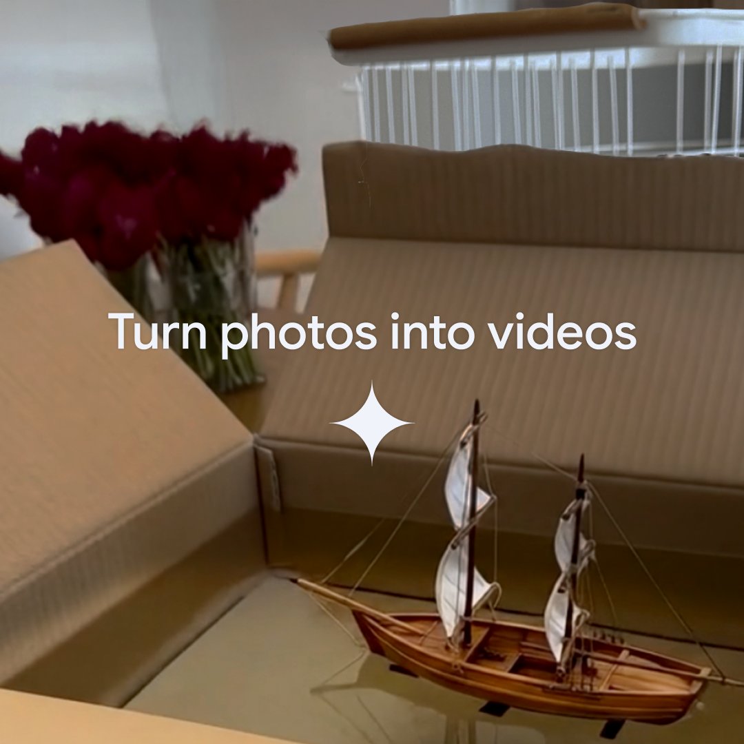 ✨📦✨ Special delivery! A new Gemini feature just dropped. Make photos come alive by turning them into videos with sound.