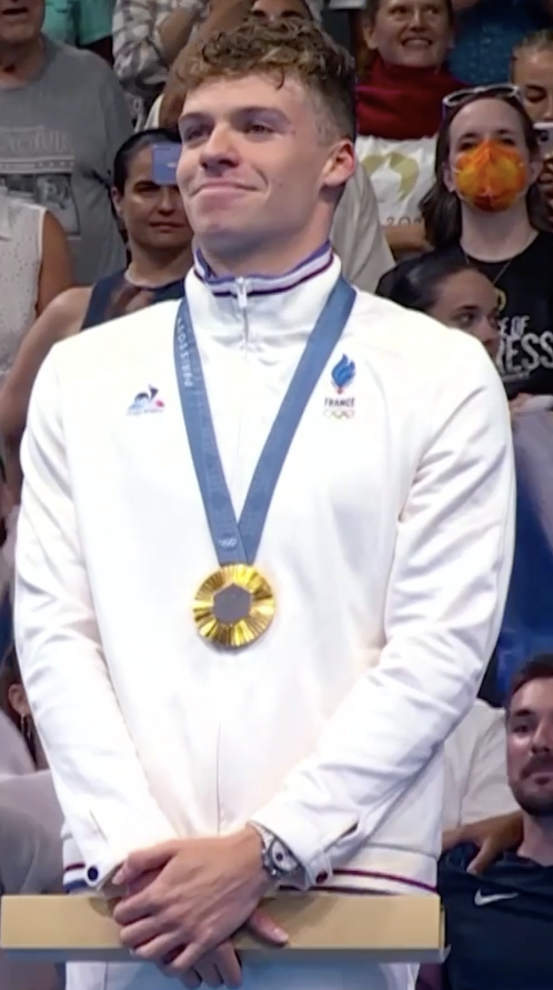 A moment Leon Marchand will NEVER forget. ❤️ #ParisOlympics