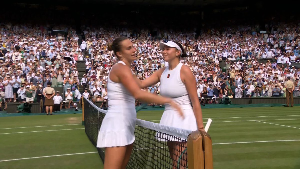 "The moment of this young woman's life" 👏 Amanda Anisimova completes an extraordinary semi-final to defeat No.1 seed Aryna Sabalenka 6-4, 4-6, 6-4 and book her spot in her first ever #Wimbledon final 💥 Take. A. Bow. ♥️