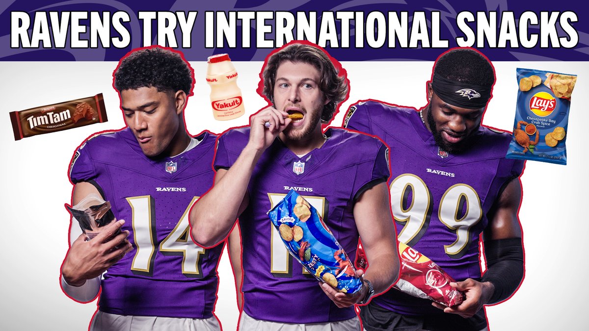 .“OWEH”, Daniel Faalele🇦🇺, Kyle Hamilton and Tavius Robinson picked snacks from their family's countries for their teammates to try on Media Day ... to mixed reviews 😂
