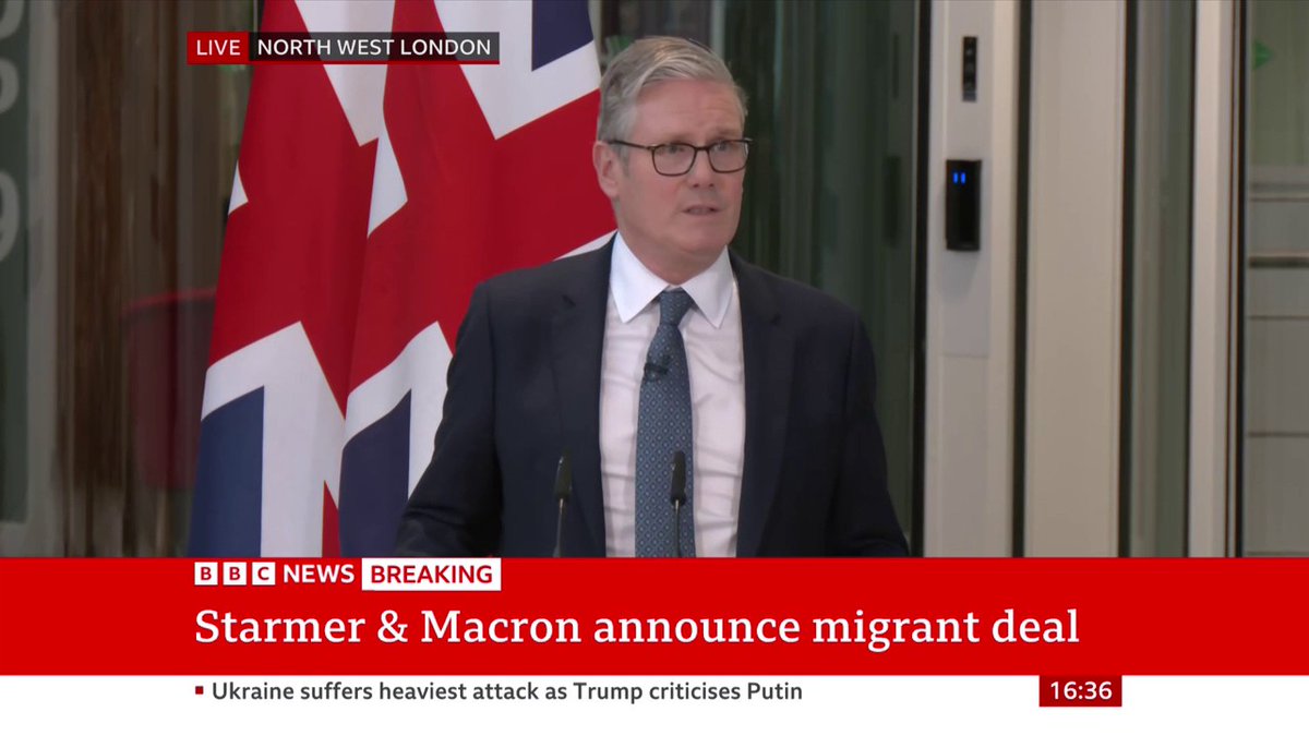 UK PM Keir Starmer says "one in, one out" small boats deal to return migrants to France will begin within weeks