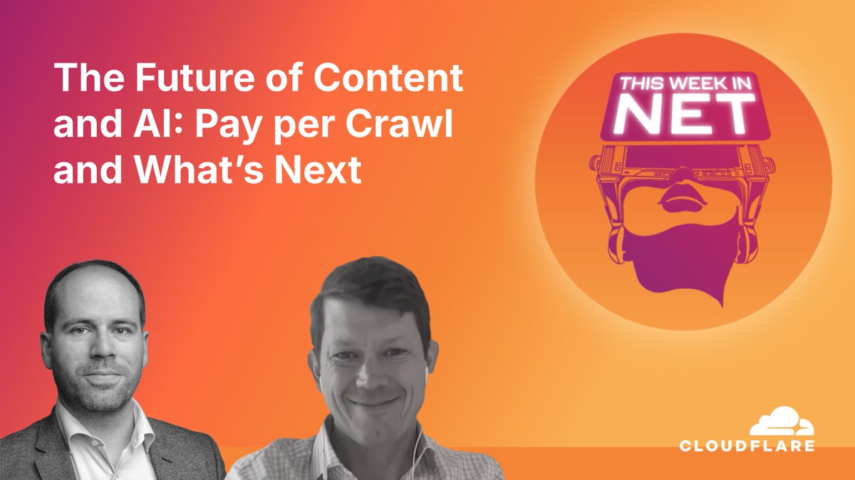 🚀 New #ThisWeekInNET episode! Cloudflare’s Will Allen joins us to talk Pay-Per-Crawl and Content Independence Day (with a Matthew Prince cameo). How can content creators get paid when AI bots crawl their work? Big shift to opt-in. Watch here: #PayPerCrawl