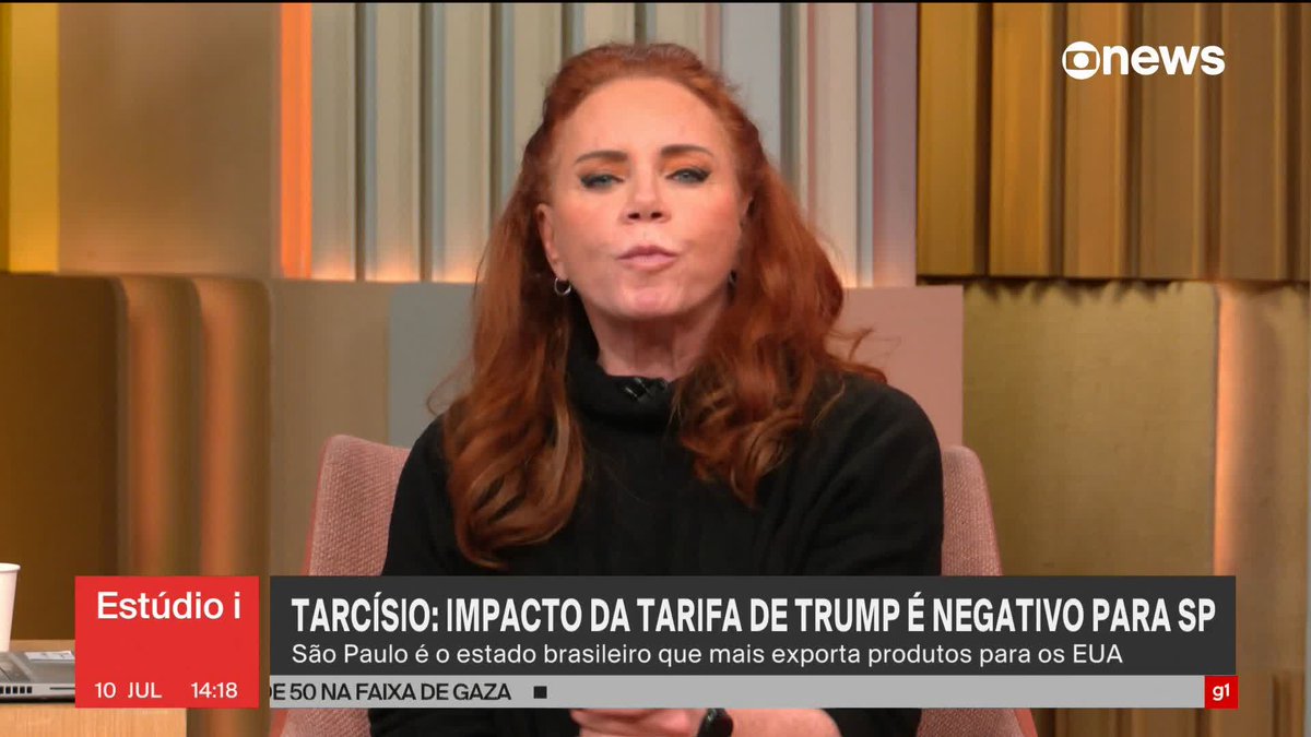 "O impacto é negativo, porque, como eu falei, São Paulo é um grande exportador. O maior destino de exportações industriais do Estado de São Paulo são os Estados Unidos", disse Tarcísio sobre tarifa de Trump. #Estúdioi ➡ Assista à GloboNews ao vivo: