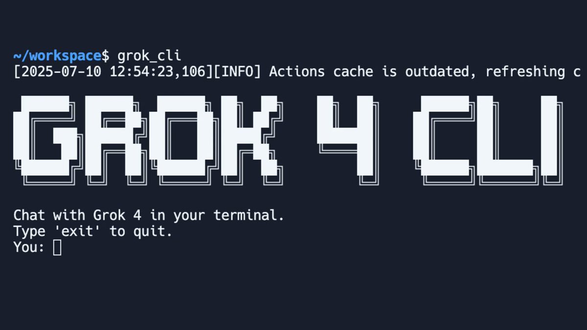 Grok CLI >>> Cursor and Claude Code We wanted an IDE for xAI's Grok so we did something meta: we prompted the newly released Grok 4 to create... Grok CLI itself! Grok CLI can: 1. Modify local files and use the shell 2. Go through huge codebases and fix them 3. Persist for longer and solve really complex math and physics problems Instant setup on Replit ⠕ Bonus: Can create and run ai agents with it's completely open source!! link to the code: link to the repl: