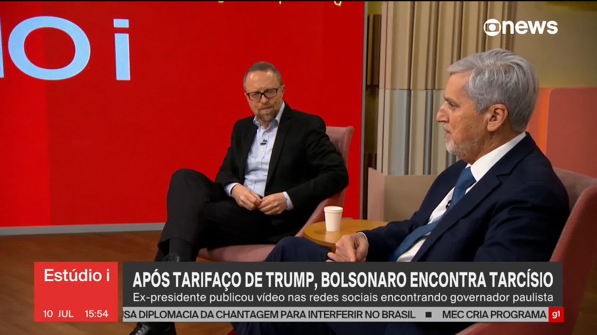 "Tarcísio dobrou a aposta (...) Está decidido para onde vai Tarcísio a partir de agora", diz thomas traumann sobre encontro do governador paulista com o ex-presidente após tarifaço de Trump. #Estúdioi ➡ Assista à GloboNews ao vivo: