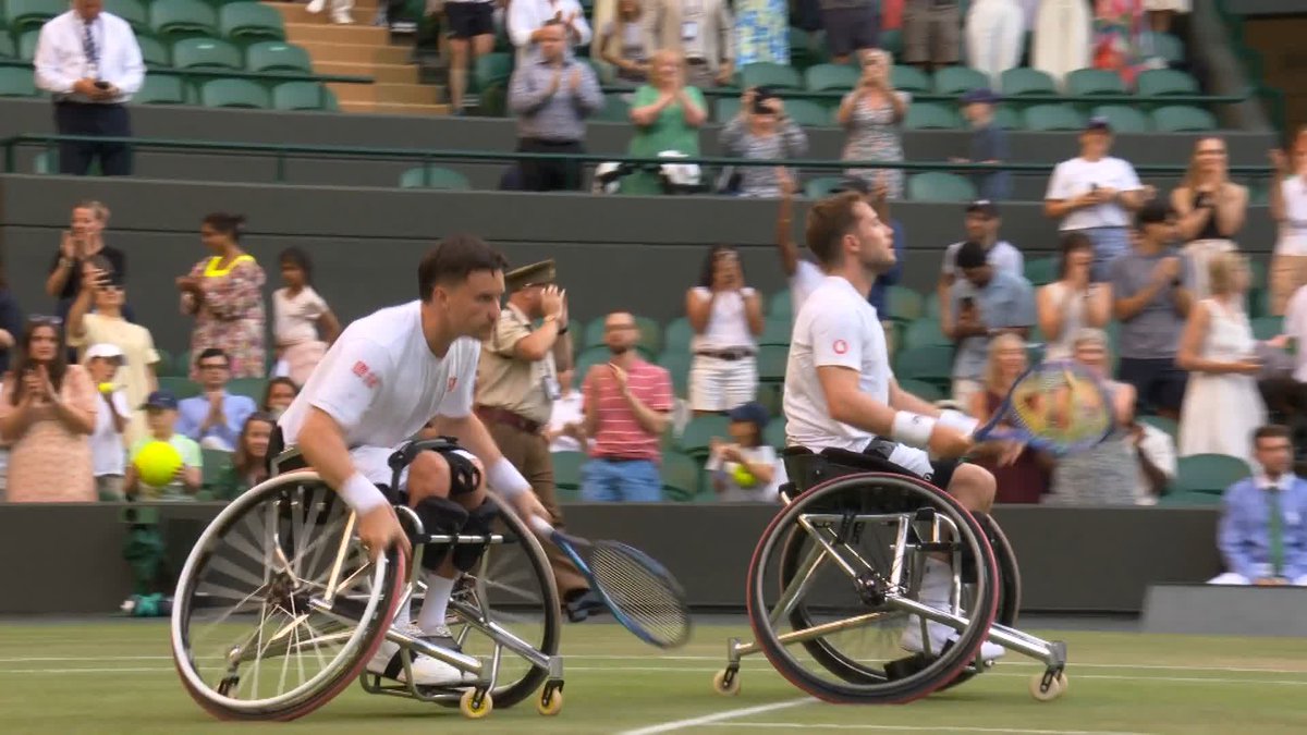 It's another #Wimbledon final for Gordon Reid and Alfie Hewett 👏 The No.1 seeds recover from going a set down to defeat Daniel Caverzaschi and Tokito Oda 3-6, 6-4, 6-0 on No.1 Court 💥 There's just no stopping them 👊