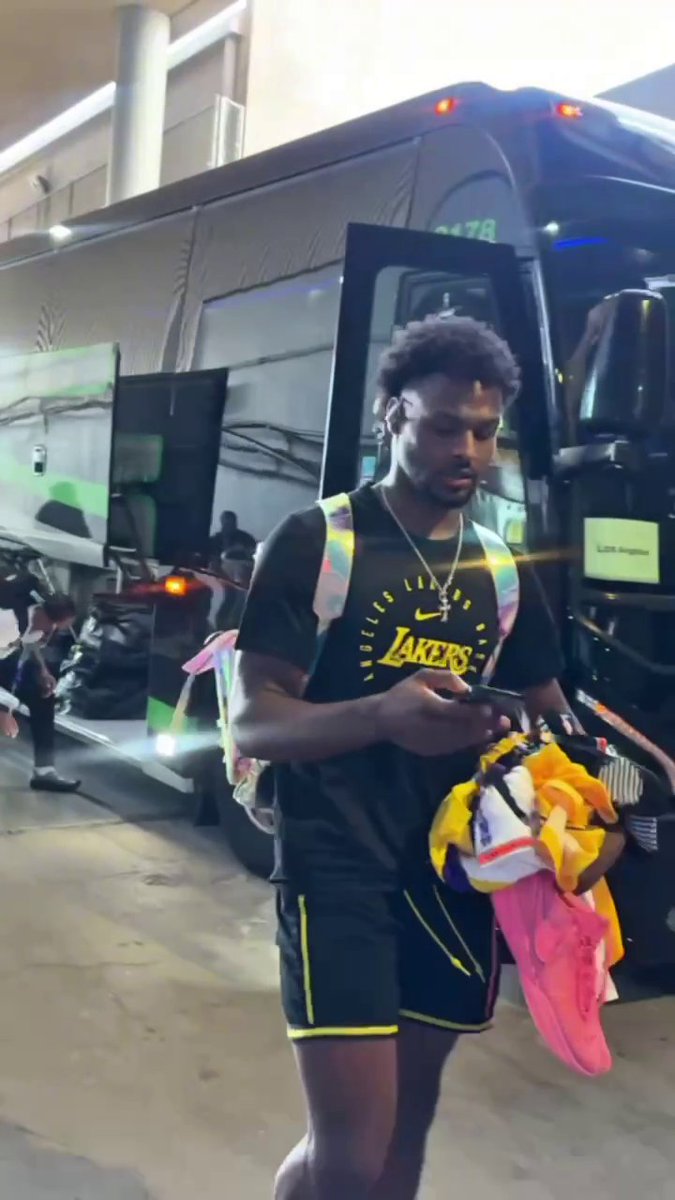 Bronny in the building for summer league ๐ฅ Lakers face off against No. 1 pick Cooper Flagg and the Mavs at 8 ET on ESPN ๐ฟ