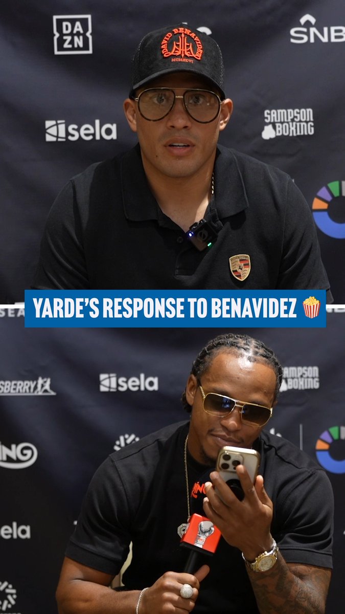 David Benavidez and Anthony Yarde exchange messages ahead of their press conference 👀 Ring IV press conference is live Friday at 1:30 PM ET on The Ring's socials 📺