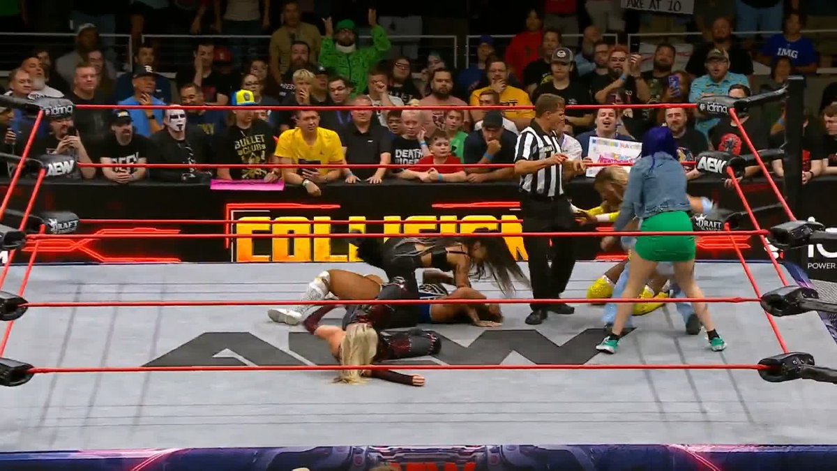 FIGHT'S ON! The women's division is in chaos before the Casino Gauntlet Match at #AEWAllInTexas, This Saturday! Watch #AEWCollision LIVE on TNT & HBO Max