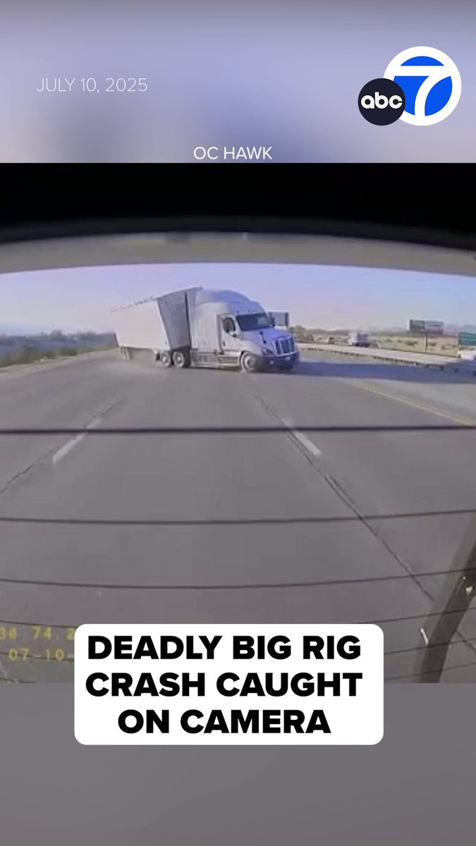 A dramatic video captured a deadly crash on the 10 Freeway in the Coachella Valley Thursday morning. The driver of a semitrailer appears to have lost control and swerved straight into oncoming traffic. Eyewitness News is live with the details - tonight at 11 from ABC7.