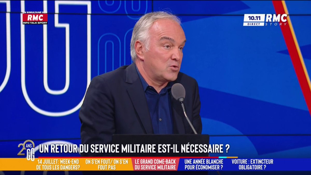 🎖️ Un retour du service militaire est-il nécessaire ? 🗣️ Olivier Truchot : "C'est du gadget. Les gens qui veulent le retour du service, c'est ceux qui ne l'ont pas fait. C'est d'un ennui mortel. On était dans des bureaux à faire de l'administratif." #GGRMC