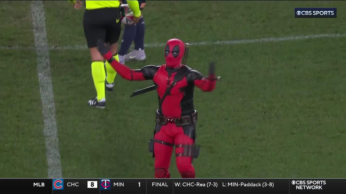Deadpool delivered the match ball for Wrexham's opening pre-season friendly game against Melbourne Victory 😂⚔️