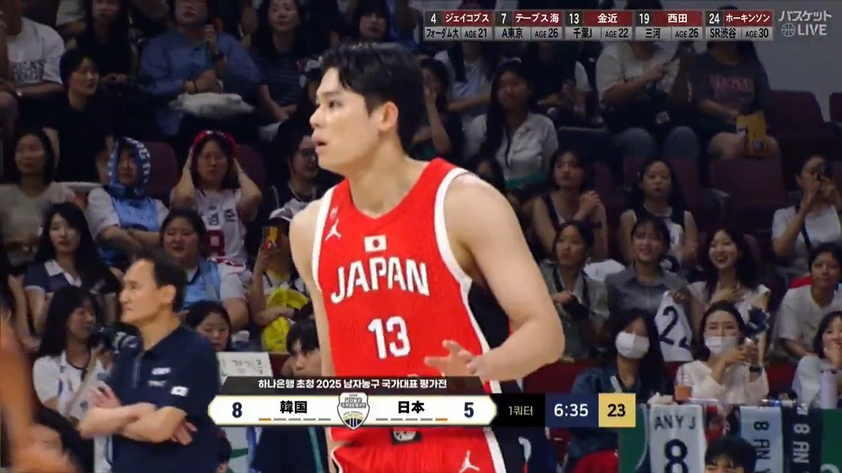 韓国でも #恋する放物線🏹 #金近廉 連続3Pシュートで流れを引き寄せる✊ 🏀男子日本代表国際試合2025in韓国✈️ #バスケットボール #男子日本代表 🇰🇷#韓国 🆚 #日本🇯🇵 ▶️視聴はコチラ #バスケットLIVE ライブ/見逃し配信中📡 #AkatsukiJapan 日本バスケットボール協会(JBA) バスケットボール日本代表