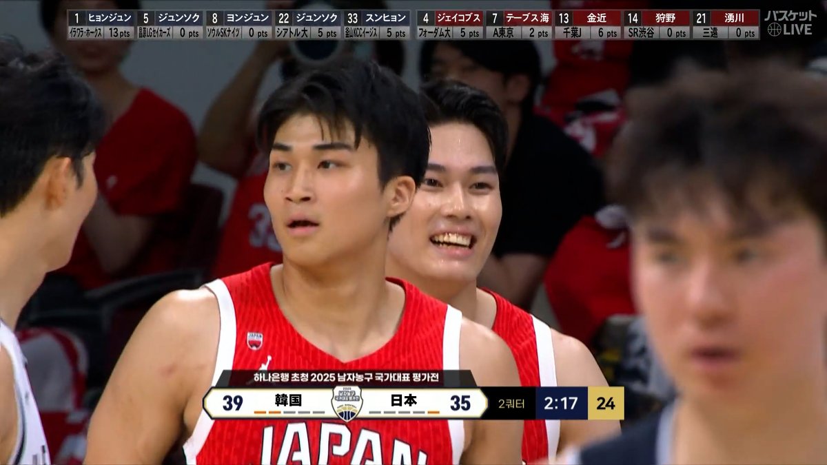 #湧川颯斗 技術が光る巧みなステップ💫 若手の活躍にベンチも立ち上がる🙌 🏀男子日本代表国際試合2025in韓国✈️ #バスケットボール #男子日本代表 🇰🇷#韓国 🆚 #日本🇯🇵 ▶️視聴はコチラ #バスケットLIVE ライブ/見逃し配信中📡 #AkatsukiJapan 日本バスケットボール協会(JBA) バスケットボール日本代表