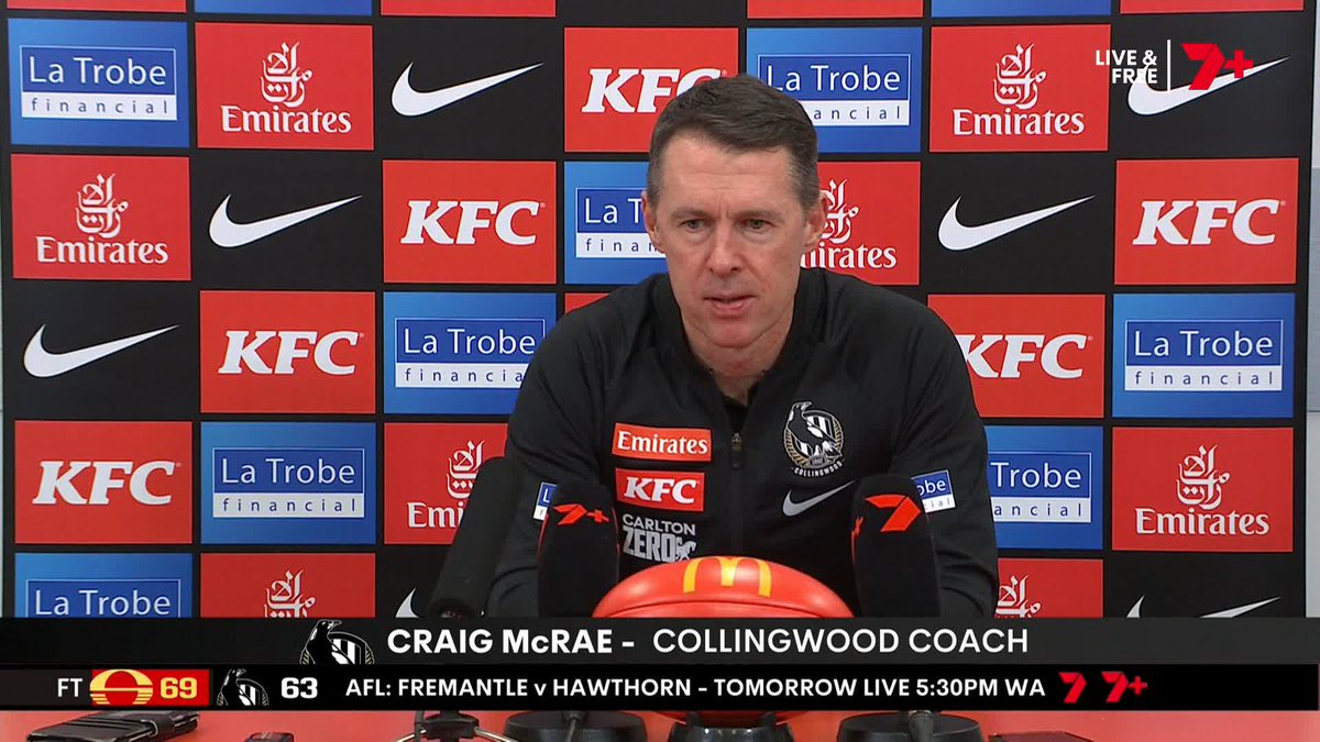 "I just didn't think we were disciplined enough at that time (at centre bounces)." - Craig McRae on the last 10 minutes after Collingwood took the lead