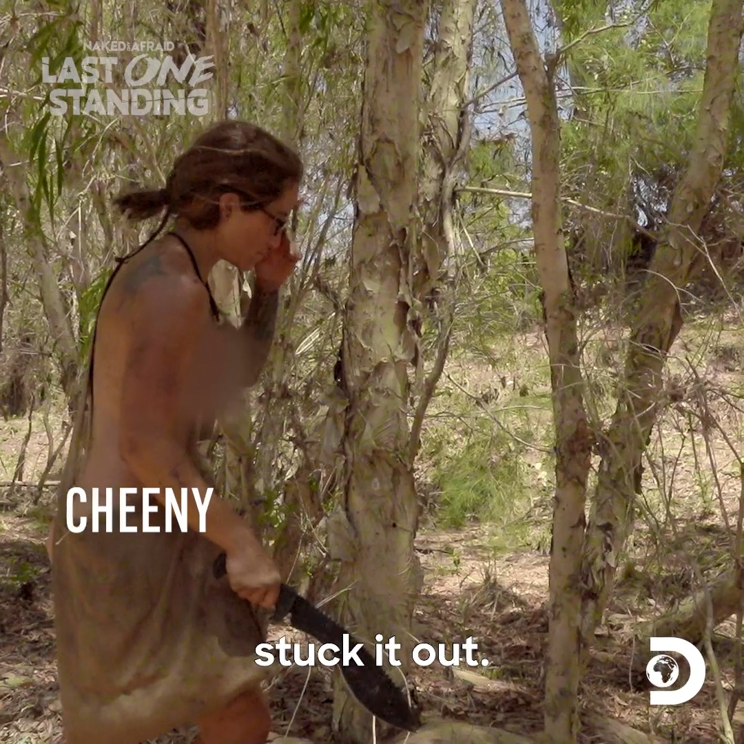 Cheeny in the 👏 FINAL 👏 THREE 👏 Can she be the first woman to win it all? Don't miss the season finale of #NakedAndAfraid: Last One Standing Sunday at 8p on Discovery.