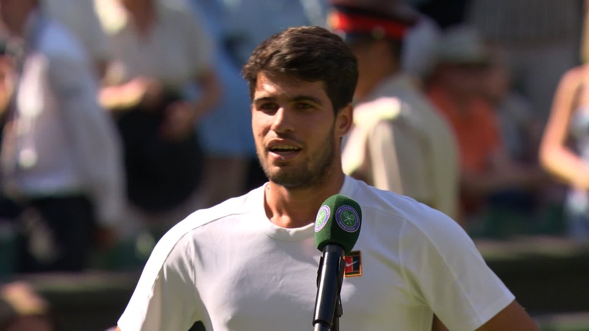"That's why I try to bring the joy to the court" 🥹 Carlos Alcaraz is living his dream, reaching a third consecutive #Wimbledon final after a sensational performance on Centre Court 👏 You just can't wipe the smile off his face 😁
