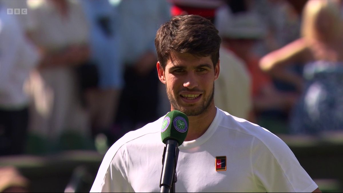 "This is my dream... that's why I try to bring joy to the court" ❤️ Carlos Alcaraz says he isn't thinking about winning a third Wimbledon in a row, he's just having a good time 🙌