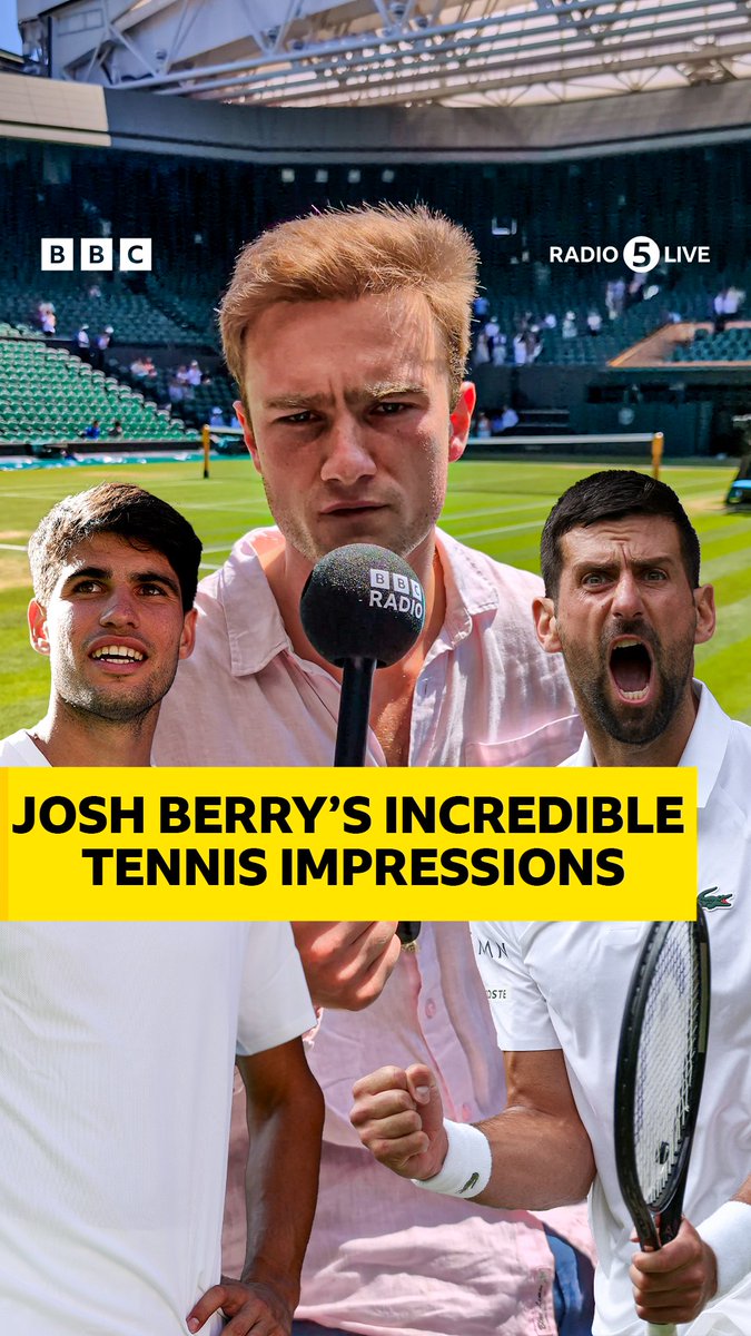 Nadal, Djokovic, Alcaraz… together on Centre Court!* 🤩 *Thanks to Josh Berry's brilliant impressions 😅 #BBCTennis #Wimbledon