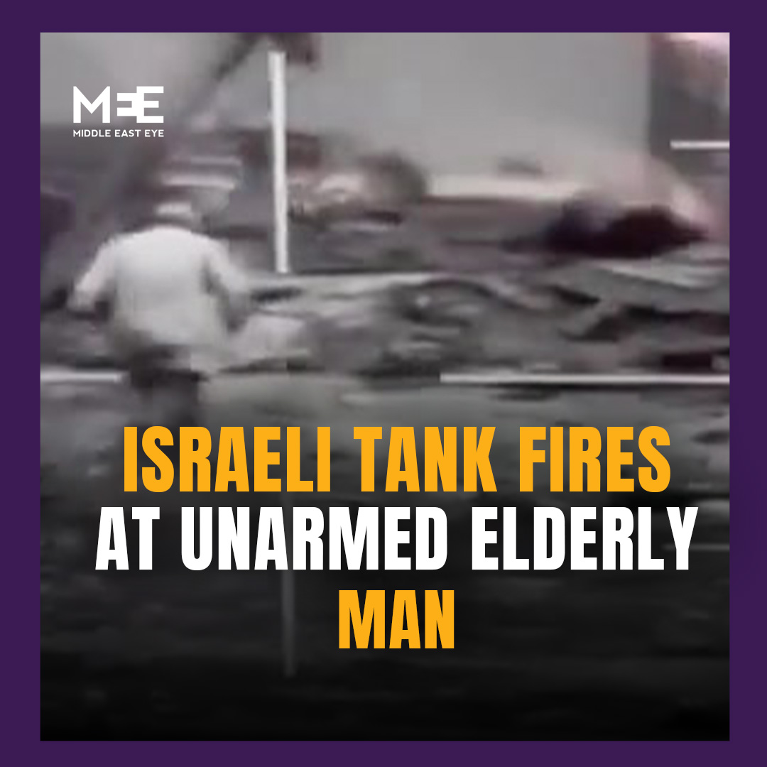 Footage captured earlier this month shows an Israeli tank unit aiming and firing a shell at an elderly Palestinian man in the southern Gaza city of Khan Younis. The man, who was not armed and posed no visible threat, was killed in the attack.