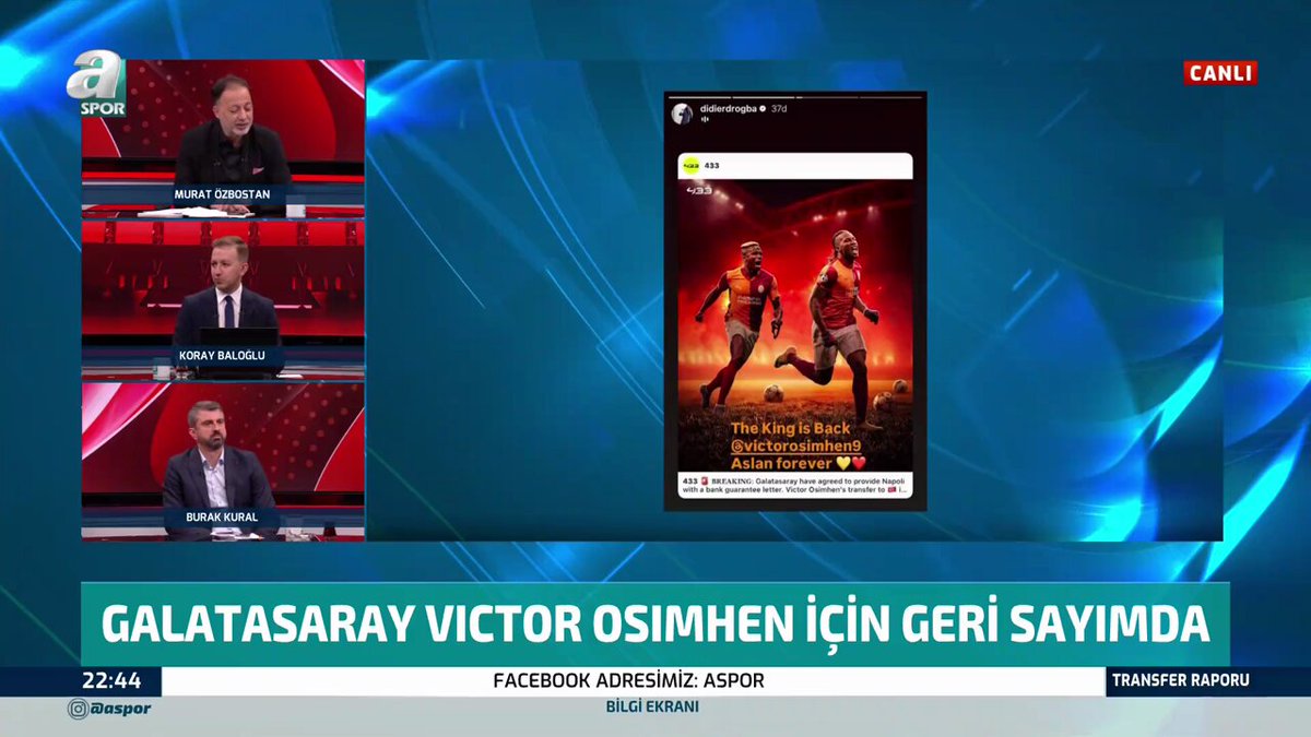 🎙️ @MOzbostan: Galatasaray’ın Victor Osimhen transferinde Napoli ile yaşanan pürüzleri çözeceğini düşünüyorum.