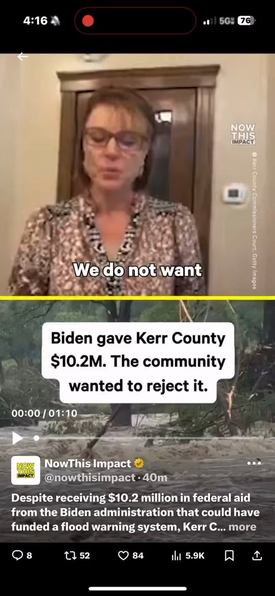 Kerr County officials were given over $10 million in federal funds by the Biden administration for them to MAKE CRITICAL UPGRADES TO ITS FLOOD WARNING SYSTEMS, and yet they only reluctantly accepted it to prevent it from going to a blue state, then spent it on law enforcement.