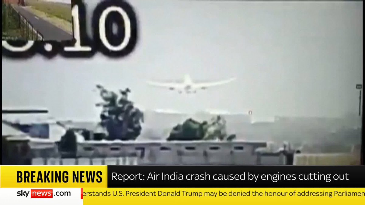 BREAKING: Fuel to the engines of the Air India plane that crashed last month appears to have cut off shortly after takeoff, a preliminary report has found. More on this breaking story: 📺 Sky 501, Virgin 602, Freeview 233 and YouTube