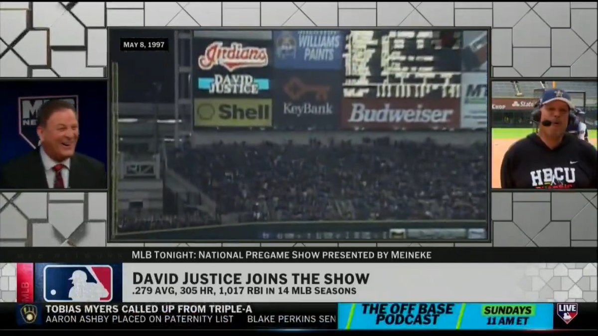 3x All-Star David Justice joins #MLBTonight to talk about coaching in tonight's HBCU Swingman Classic presented by T-Mobile and reminisce about a homer against Dan Plesac 😂
