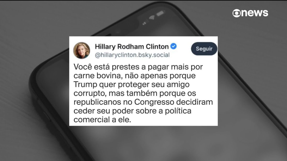 A ex-Secretária de Estado americana, Hillary Clinton usou as redes sociais para criticar o tarifaço de Donald Trump sobre o Brasil e chamou Bolsonaro de “amigo corrupto” de Trump. ➡ Assista ao #EmPauta: #GloboNews
