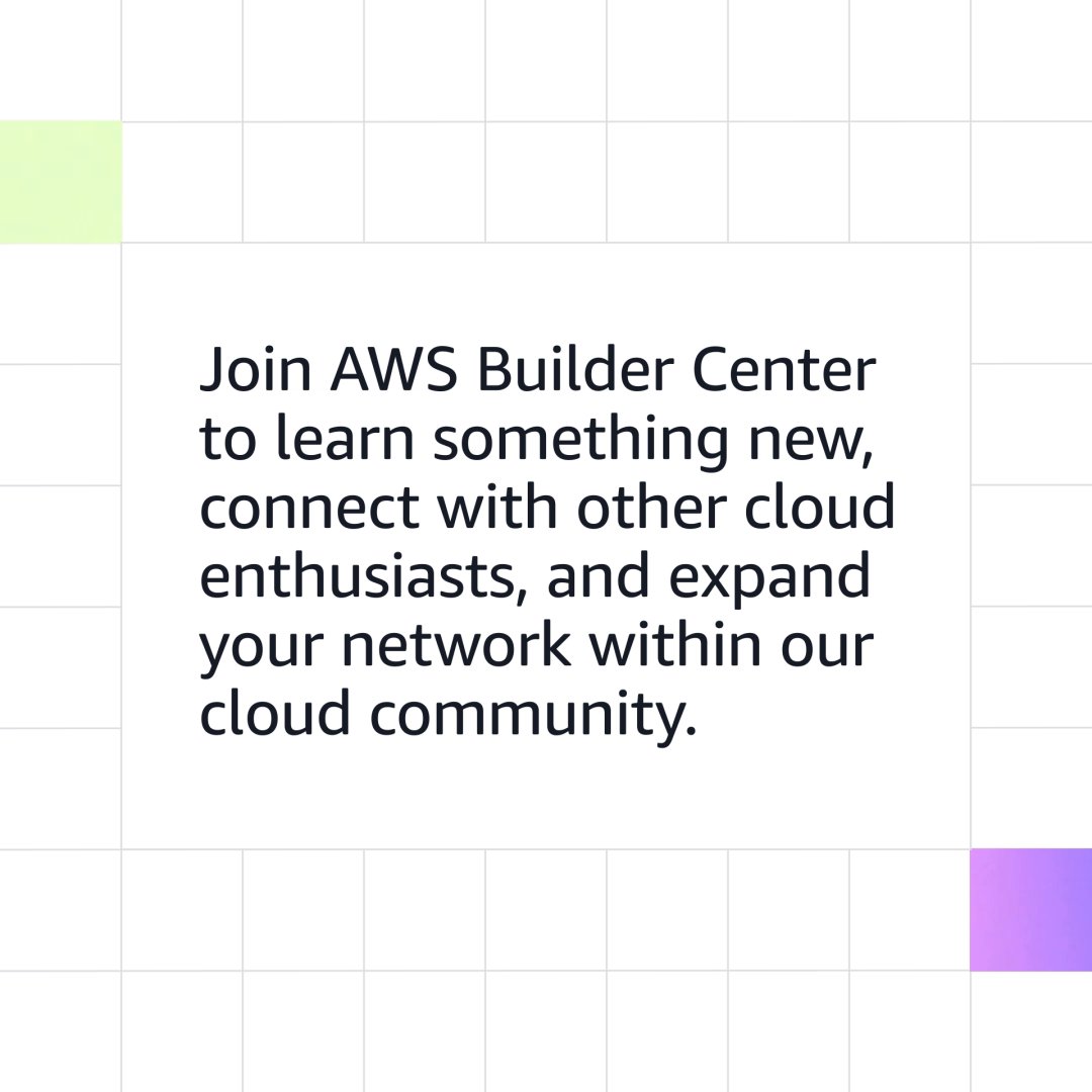 Your spot at the builders' table awaits.🪑☁️🛠️ Join the AWS Builder Center, bringing cloud enthusiasts together to learn, build &amp; grow in a community powering innovation. 👉