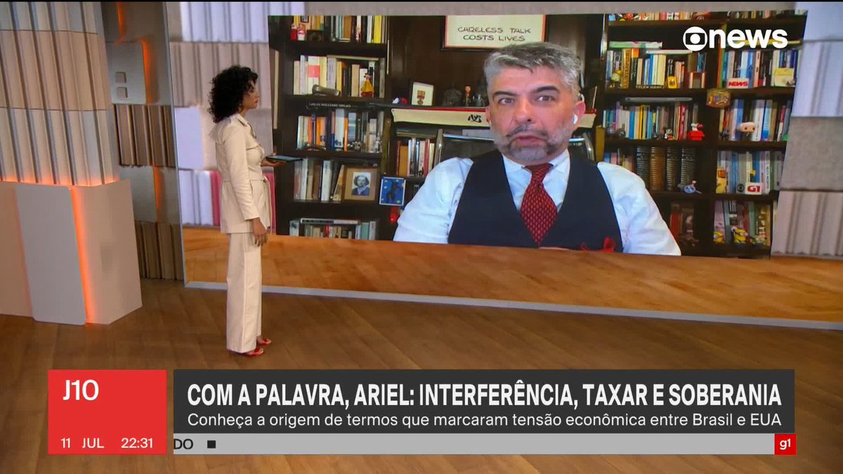 Com a Palavra, Ariel: conheça a origem de termos que marcaram tensão econômica entre Brasil e EUA: interferência, taxar e soberania. ➡ Assista ao #J10: #GloboNews