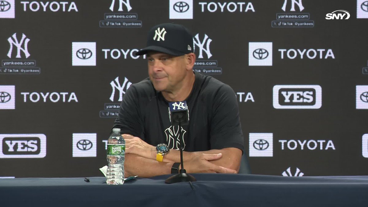 Aaron Boone shares what Carlos Rodón told him when he visited the mound in the 8th inning: "I think I got one more in me."