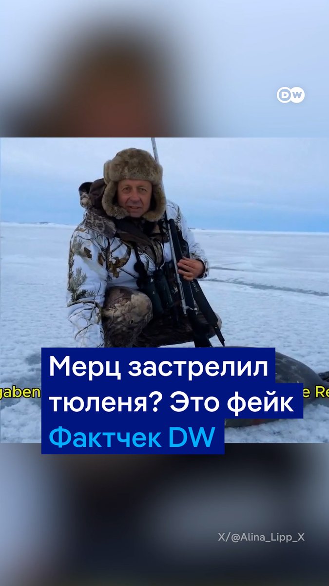 В интернете появилось видео, где канцлер ФРГ Мерц якобы застрелил тюленя… На самом деле - это фейк, который распространяет российская пропагандистская группа. Фактчек DW
