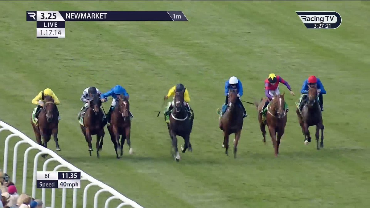A Godolphin battle to the line 🔵 Fifth Column beats Bedouin Prince in the bet365 Mile Handicap ridden by Ryan Moore for John & Thady Gosden Newmarket Racecourse