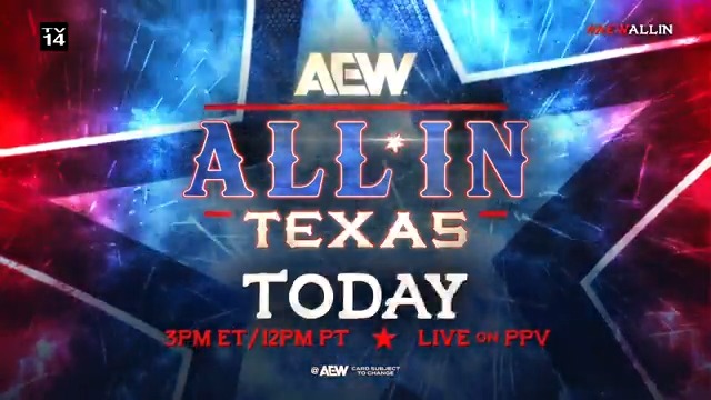 TODAY! It's almost time for #AEWAllInTexas! We'll see you at Globe Life Field in just a few hours!