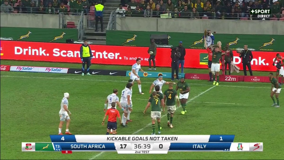 La combinaison surréaliste des Springboks 😱 Le lift sur la ligne des 22m dans l'axe des Sud-Africains qui aboutit à l'essai en force du 3/4 centre Canan Moodie 🔥