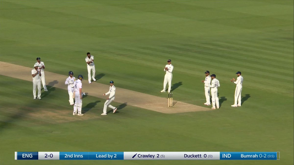 It's all kicking off at Lord's! Zak Crawley is doing everything to slow down the final over of the day, the Indian players are sarcastically applauding as he calls over the physio... 🍿