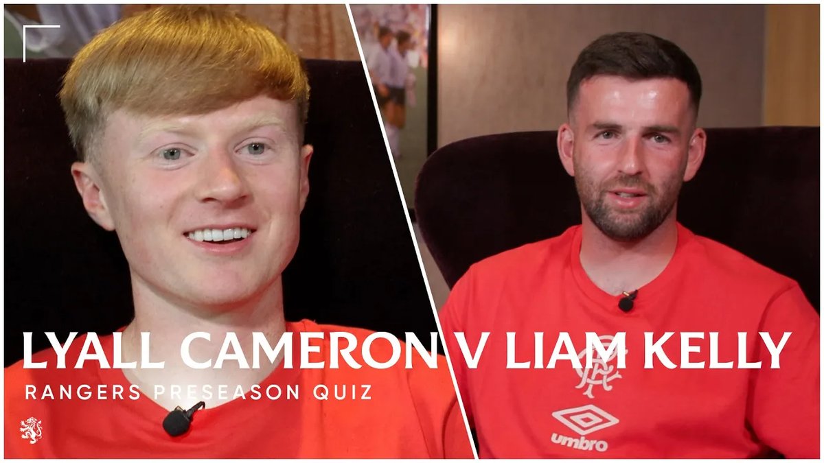 🤔 Summer signing, Lyall Cameron, faces off against goalkeeper, Liam Kelly, in a quiz during our pre-season camp at St. George's Park, with some rather humorous answers.
