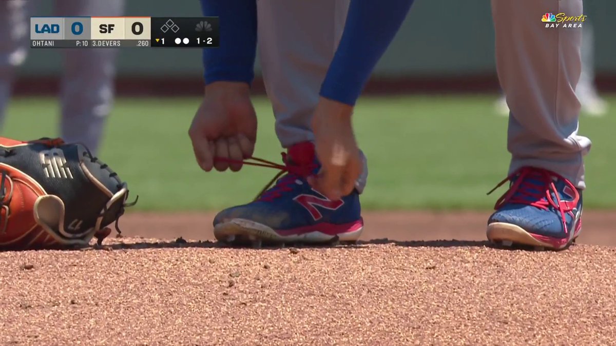 Fair or foul: Ohtani retying his cleat in the middle of an at-bat 😅