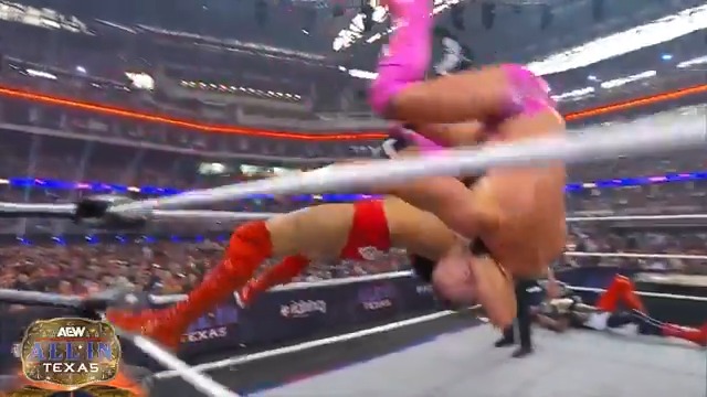 2-for-1 Superplex by Daniel Garcia! Watch #AEWAllInTexas LIVE on PPV right now!