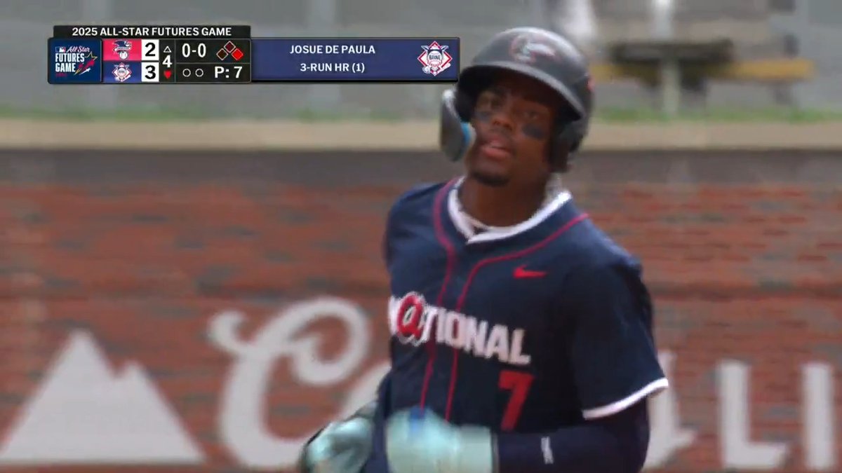 Josue De Paula (Los Angeles Dodgers No. 1 prospect) demolishes this ball and gives the NL the lead! 💥