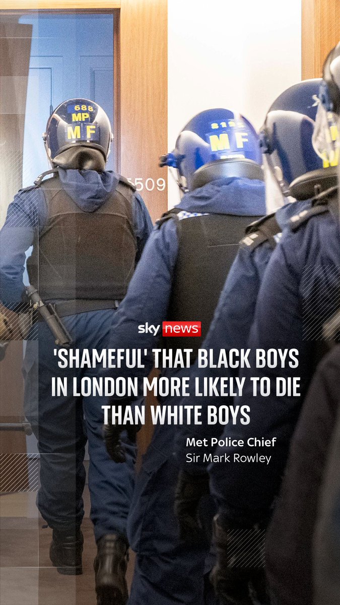 It's "shameful" that black boys growing up in London are "far more likely" to die than white boys, Met Police Chief Sir Mark Rowley says. Watch the full interview on Sunday Morning with Trevor Phillips. ⏰ 8:30am 📱 📺 Sky 501 🔗