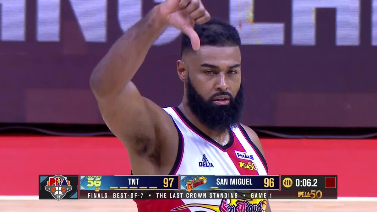 Mo Tautuaa's go-ahead slam dunk late in Game 1 of the PBA Philippine Cup Finals was overturned to a basket interference after review. TNT now leads the series after a 99-96 win over SMB. #PBASeason49 #PBAAngatAngLaban #PBAFinals