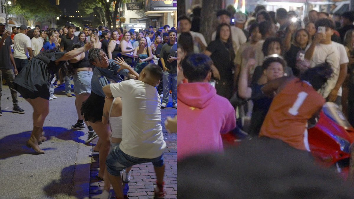 Fights break out on 6th Street Austin TX 7-12-2025 #fight #fights