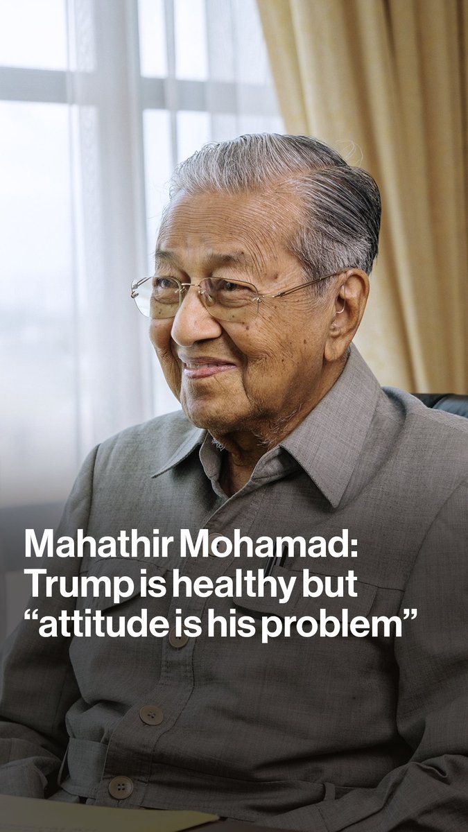 "I thought that age would affect my capability. But if you're relatively healthy, you can still function." Malaysia's longest-serving prime minister Mahathir Mohamad tells @mishalhusain what it takes to stay healthy at 100