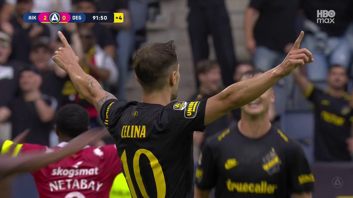 Bersant Celina sätter dit nådastöten i den 92:a matchminuten! 3-0 AIK mot Degerfors! 🎯 📲 Se matchen på HBO Max