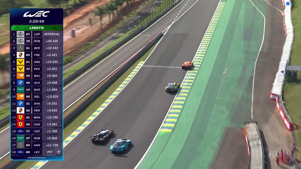 Ferrari #50 loses bodywork after contact with an LMGT3 🫣 Watch live on #WEC #6HSaoPaulo