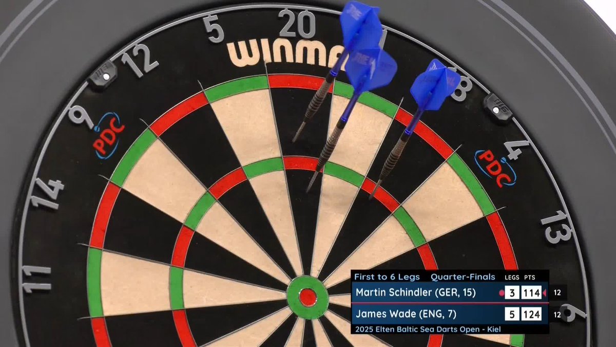 WADE INTO THE SEMIS! James Wade ends home hopes in Kiel as he defeats German number one Martin Schindler 6-3! 📺 #ET9 | QF