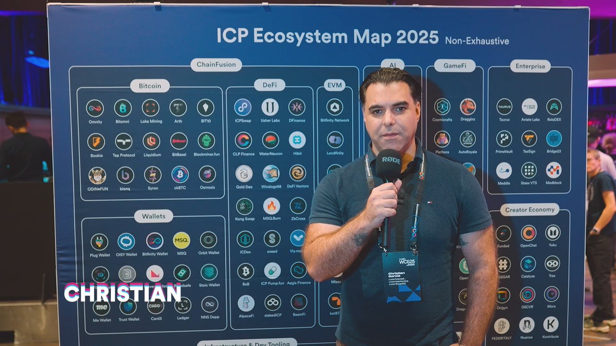 🎙️ Builder interview with Christian Garcia from $CLOWN on ICP at #WCS25 💬 "Our DApp uses AI to evaluate post sentiment and allocate ICP tokens based on engagement."