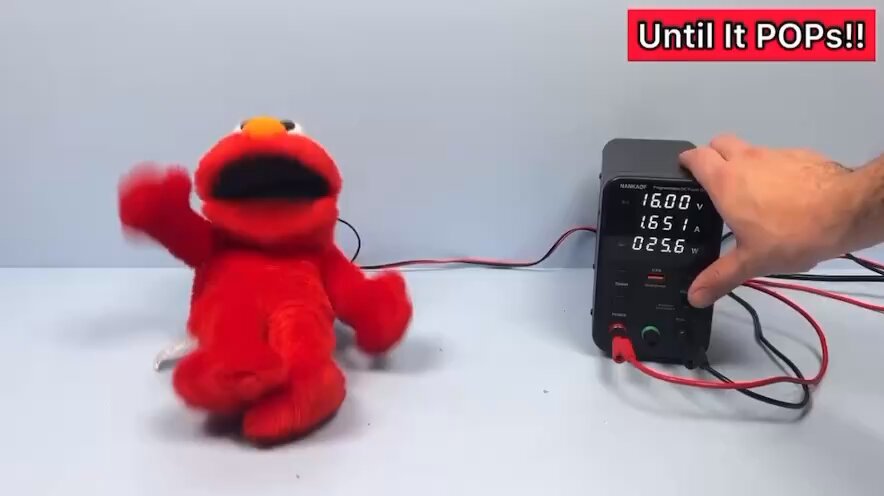 Elmo being “reeducated” after speaking his mind
